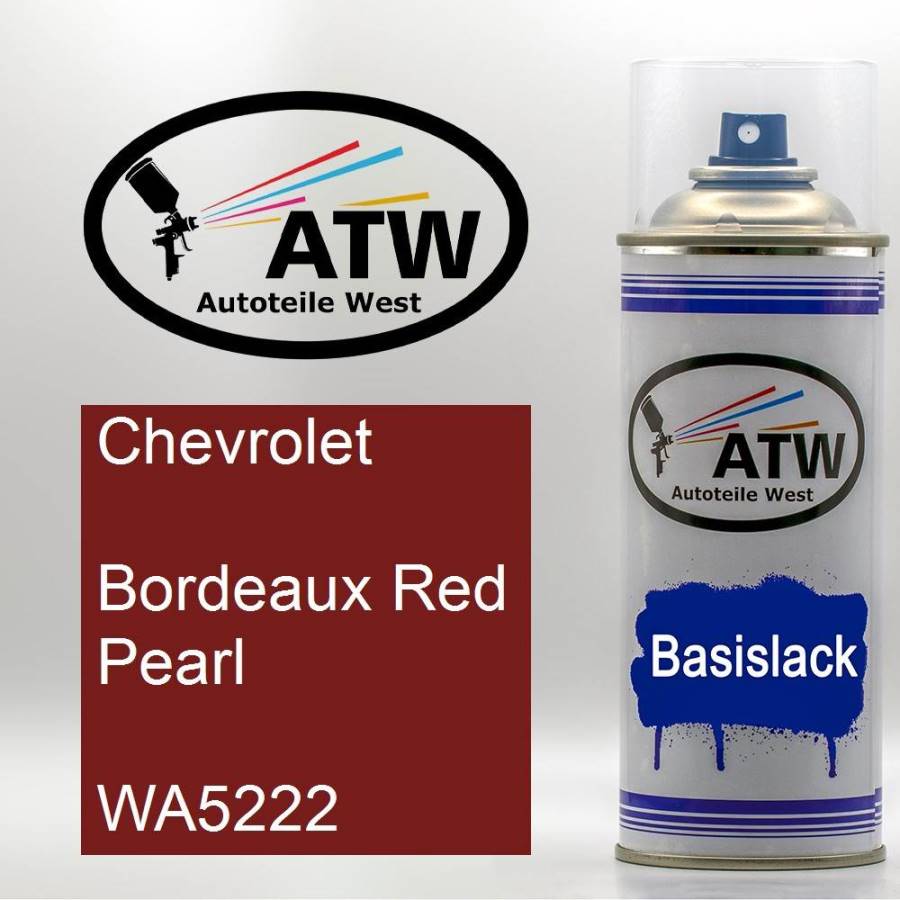 Chevrolet, Bordeaux Red Pearl, WA5222: 400ml Sprühdose, von ATW Autoteile West.